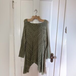 Soft Surroundings Olive Green  Open-Knit Sweater